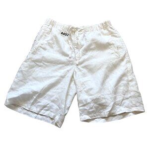 Paradise Collection Men's Shorts M Linen White Lined Drawstring Pockets Summer